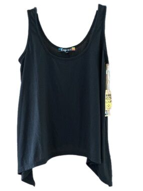 Lagaci Black Scoop Neck Asymmetrical Tank Top Medium NWT